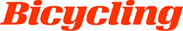 Bicycling magazine logo in bold red text on transparent background